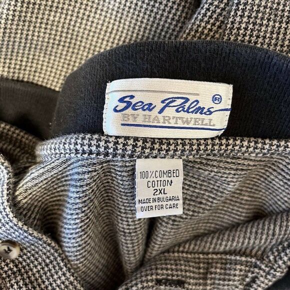 Sea Palms by Hartwell Polo Mens Size XXL White Black Houndstooth “ALASKA” Cotton - Picture 6 of 7